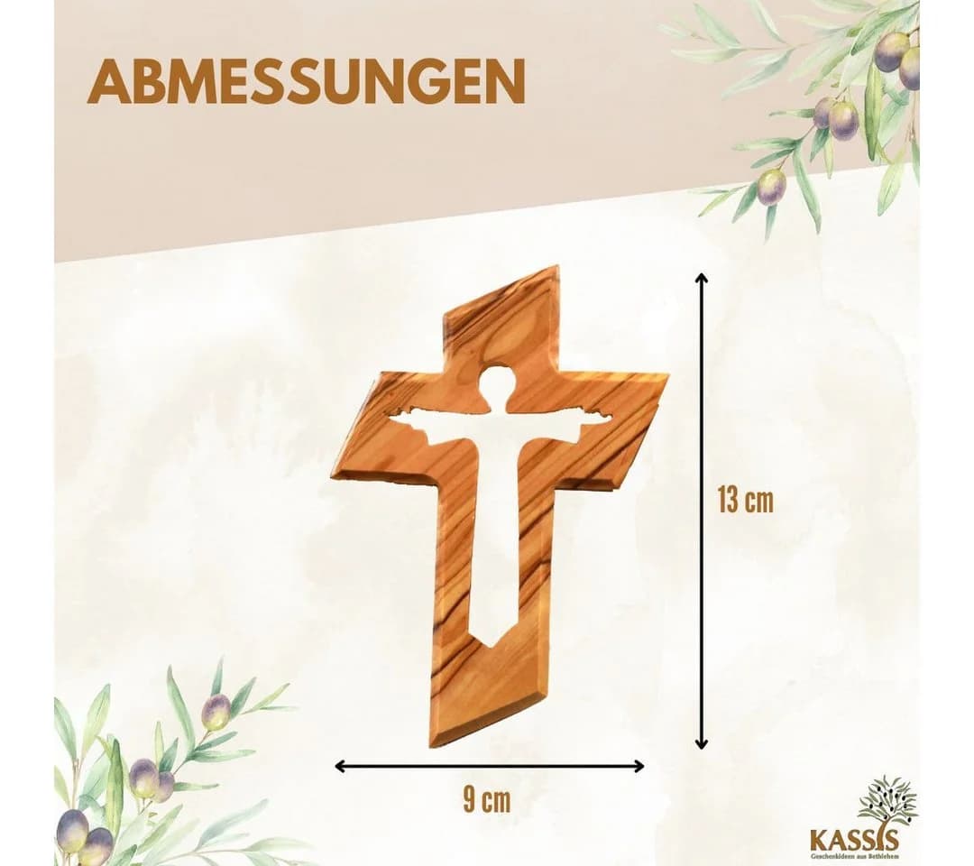 Kassis Wandkreuz Auferstandener Jesus Olivenholz Handgemacht - Bild 3