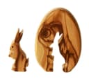 Kassis Osterfigur Osterhase im Ei aus Olivenholz, handgemacht, mit Rinde, Osterdeko, Holzdeko, umweltfreundlich, Naturprodukt, aus Bethlehem, Tischdeko Bild 2