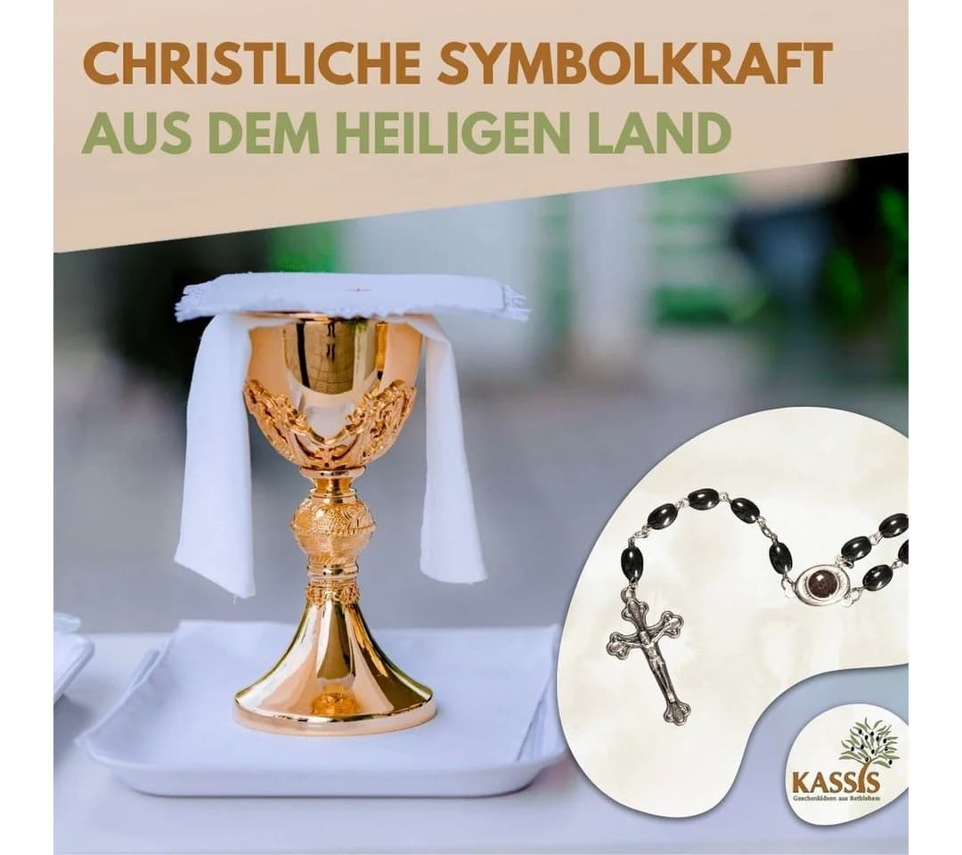 Kassis Rosenkranz mit ovalen Hämatitperlen, handgemacht, aus Bethlehem - Bild 5