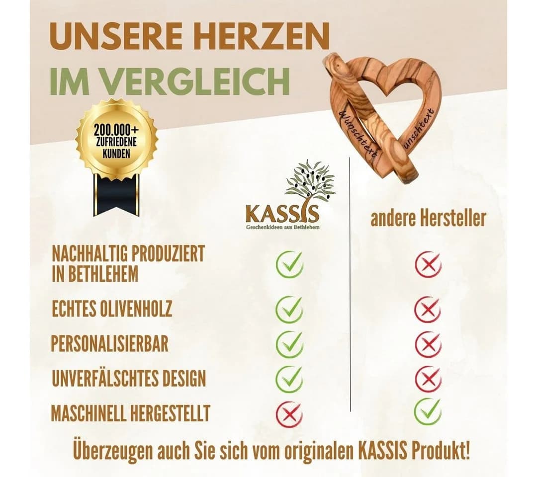 Kassis Dekoobjekt Olivenholz Herz mit Unendlichkeitssymbol - Bild 4