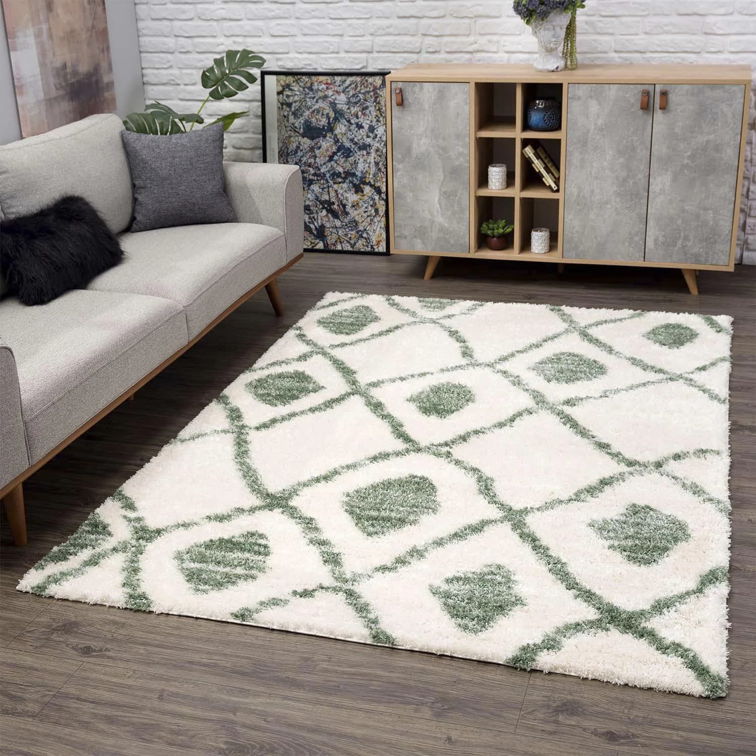 CARPET CITY Hochflor-Teppich Pulpy 563 grün creme