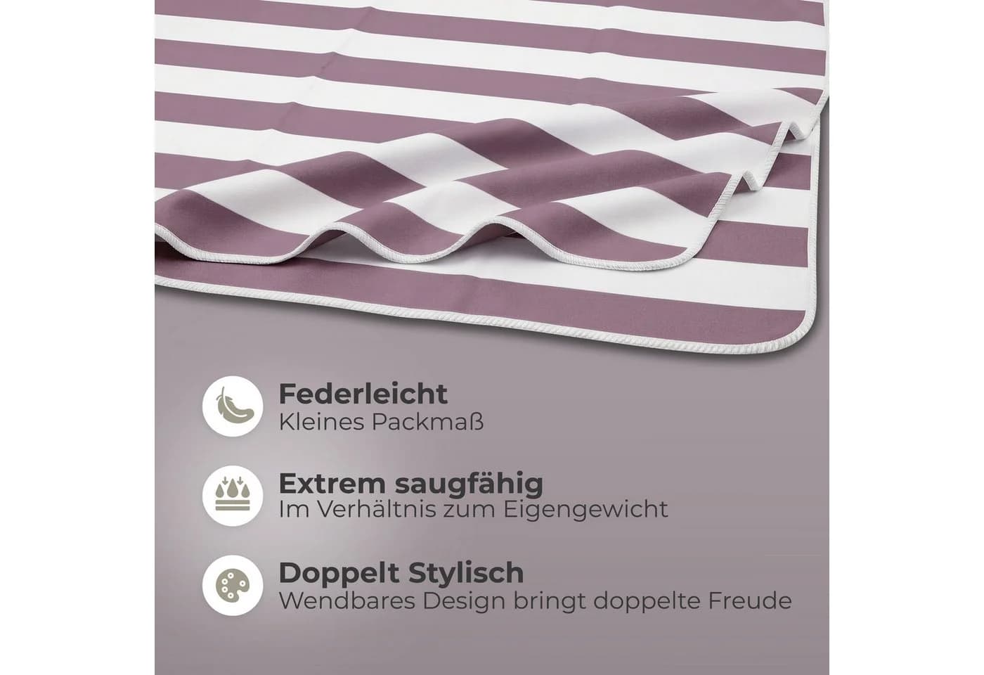 NirvanaShape Strandtuch XXL Mikrofaser 200x90 cm Violett/Weiß - Bild 3