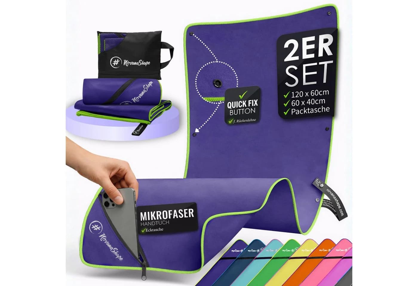 NirvanaShape Reisehandtuch Mikrofaser Handtücher Set - Bild 2