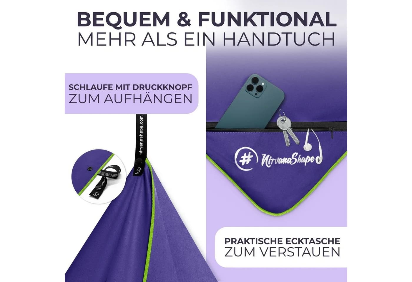 NirvanaShape Reisehandtuch Mikrofaser Handtücher Set - Bild 4