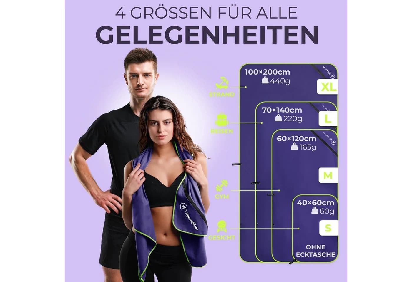 NirvanaShape Reisehandtuch Mikrofaser Handtücher Set - Bild 5
