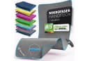 NirvanaShape Mikrofaser Reisehandtuch Grau/Blau mit Ecktasche Bild 2