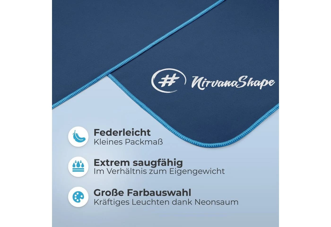 NirvanaShape Mikrofaser Handtuch Blau Saugfähig Leicht