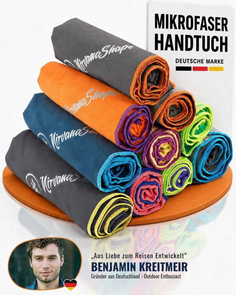 NirvanaShape Sporthandtuch Mikrofaser Grau/Orange - Bild 2