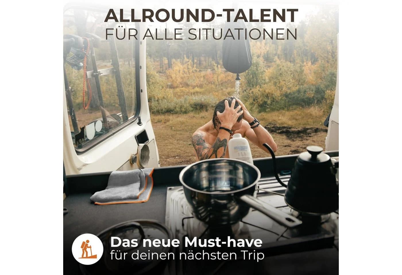 NirvanaShape Sporthandtuch Mikrofaser Grau/Orange - Bild 5