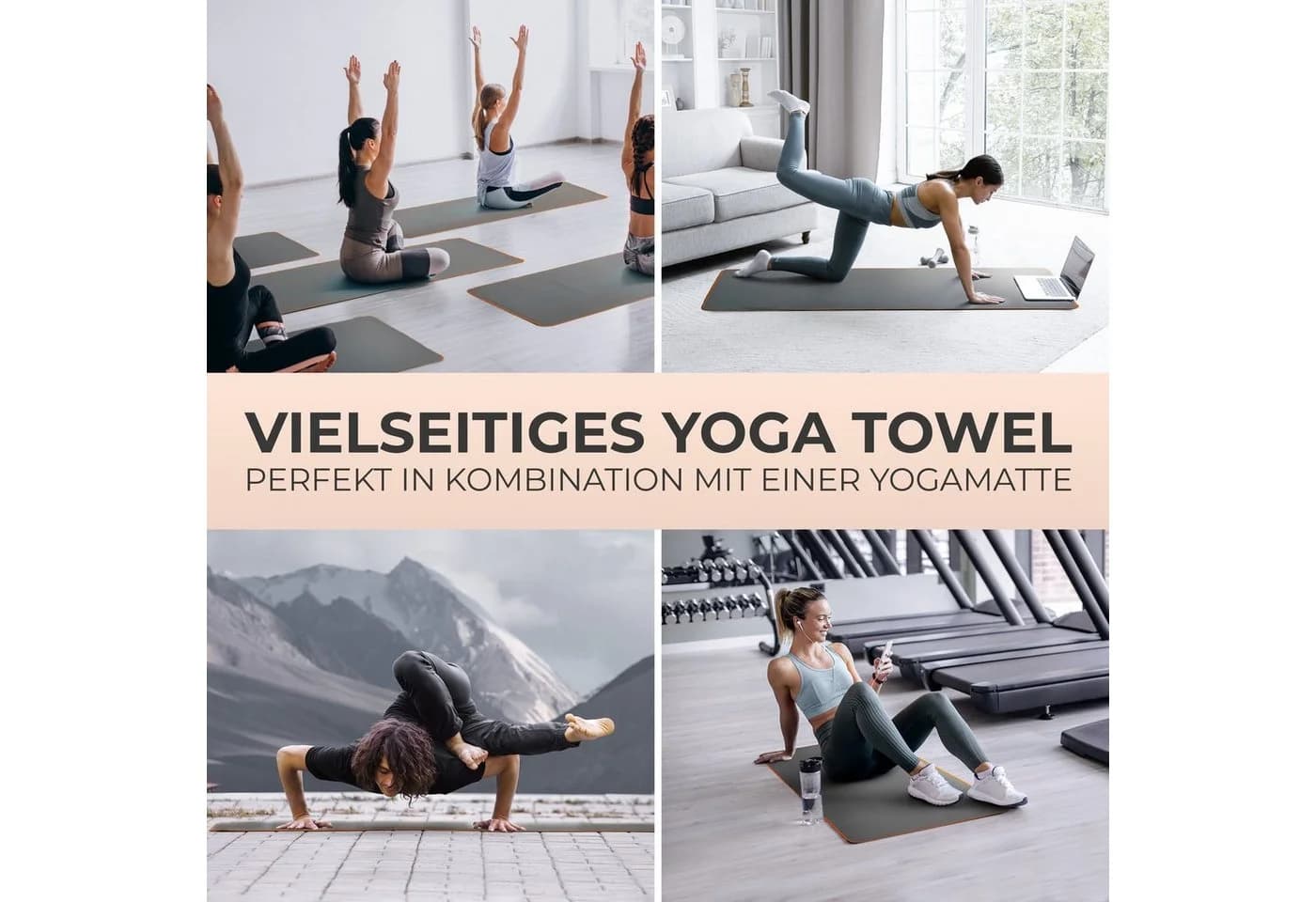 NirvanaShape Yogatuch Grau/Orange Microfaser mit Antirutsch-Noppen - Bild 5
