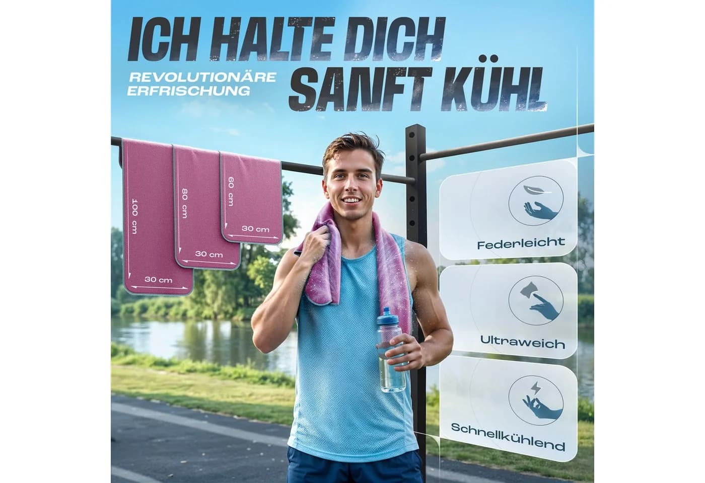 NirvanaShape Kühlhandtuch Rot/Türkis Sofortige Kühlung