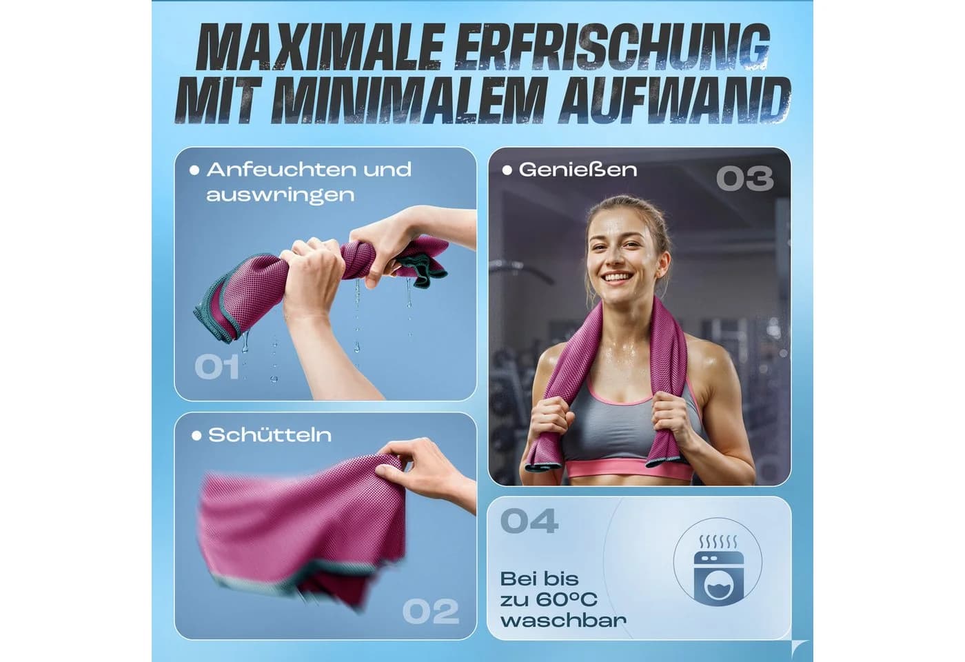 NirvanaShape Kühlhandtuch Rot/Türkis Sofortige Kühlung - Bild 4