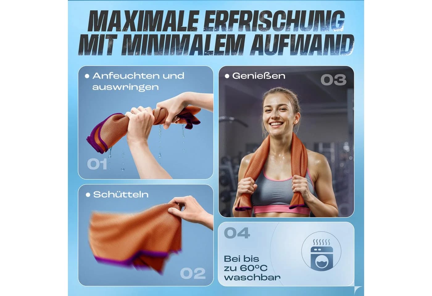NirvanaShape Kühlhandtuch Orange Violetter Rand Sofortige Kühlung - Bild 4