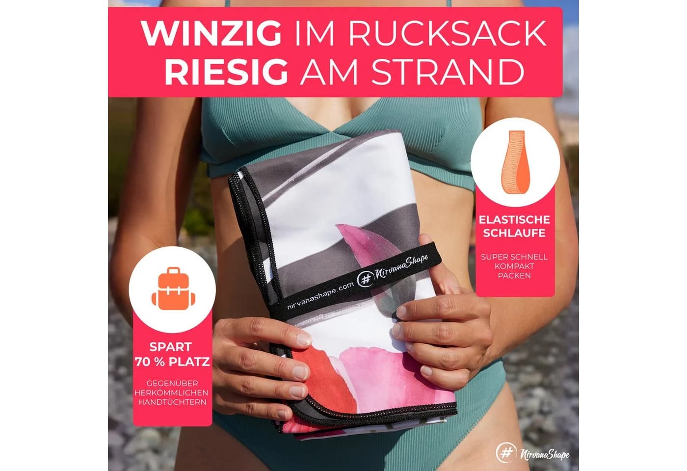 NirvanaShape Strandtuch XXL Mikrofaser Blau - Bild 4