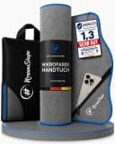 NirvanaShape Mikrofaser Sporthandtuch Grau/Blau Rand Bild 2