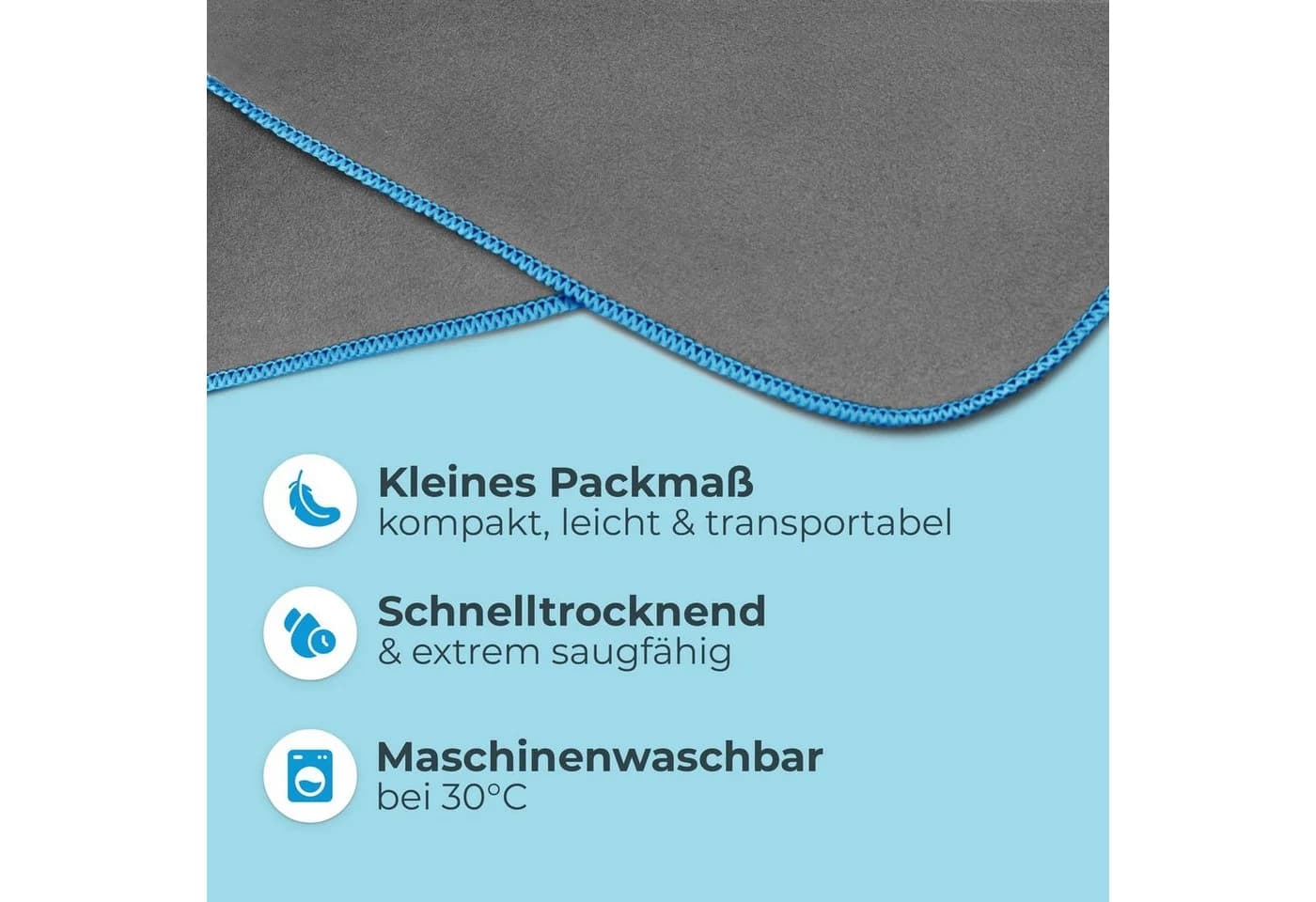 NirvanaShape Handtuch-Poncho Grau/Blau Mikrofaser Quick-Dry Unisex - Bild 5
