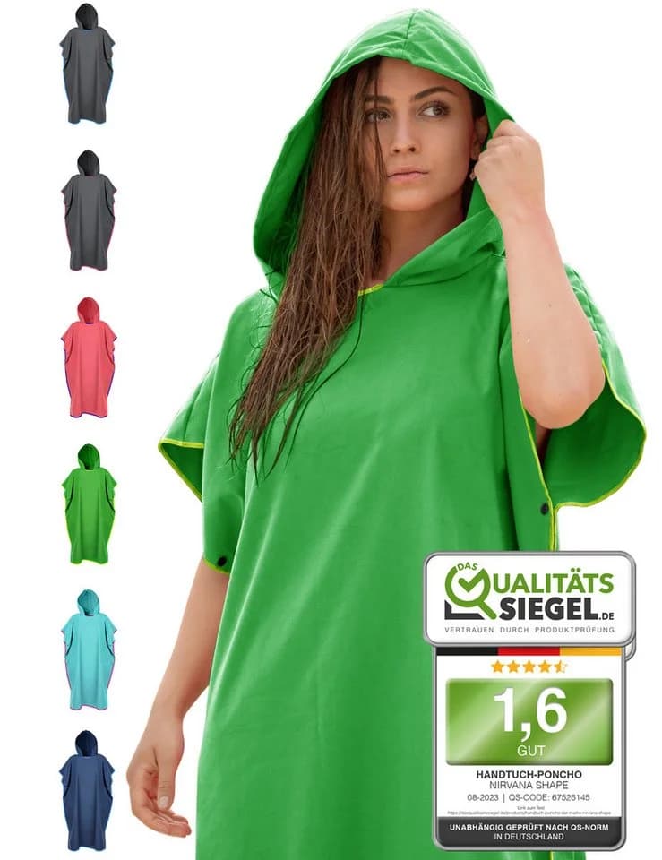 NirvanaShape Handtuch-Poncho Grün Mikrofaser Quick-dry Unisex - Bild 2
