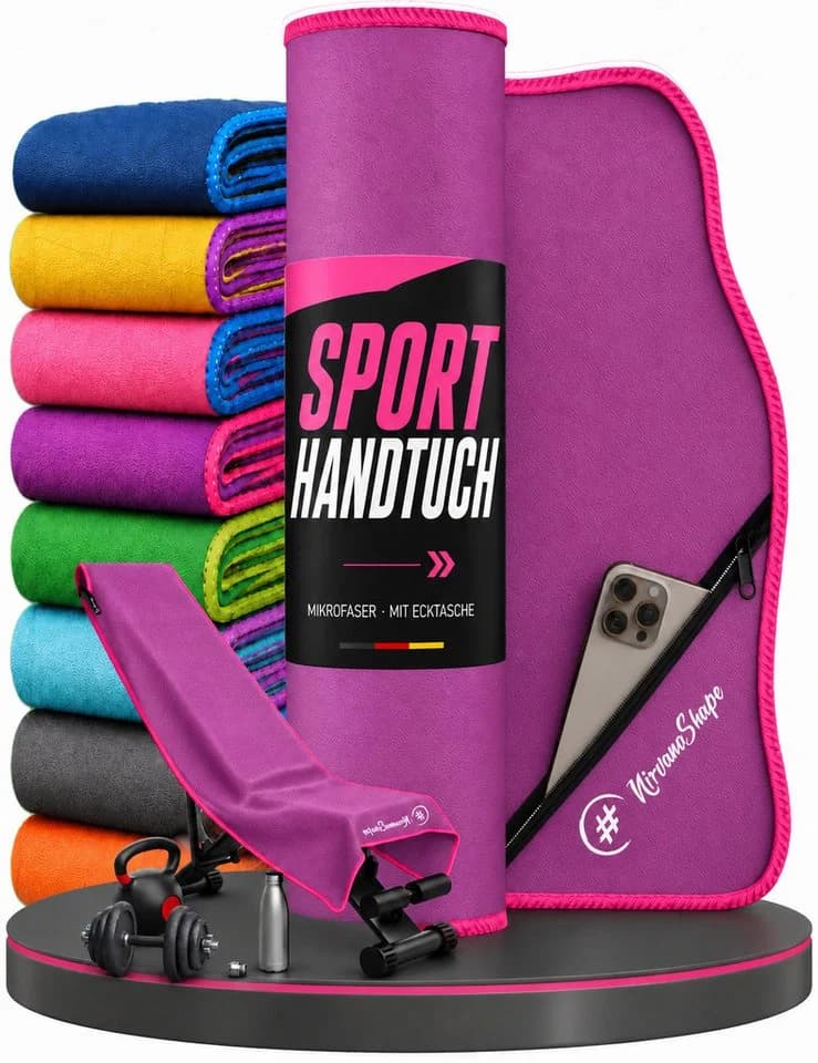 NirvanaShape Mikrofaser Fitnesshandtuch Rosa mit Tasche - Bild 2