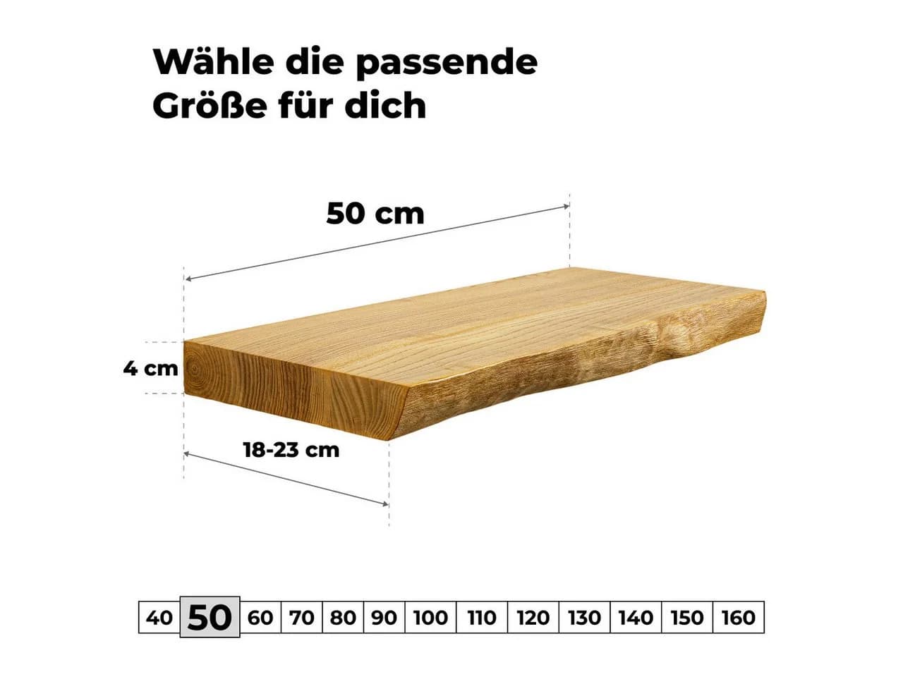 tømmermann Wandregal Schweberegal Massivholz Baumkante