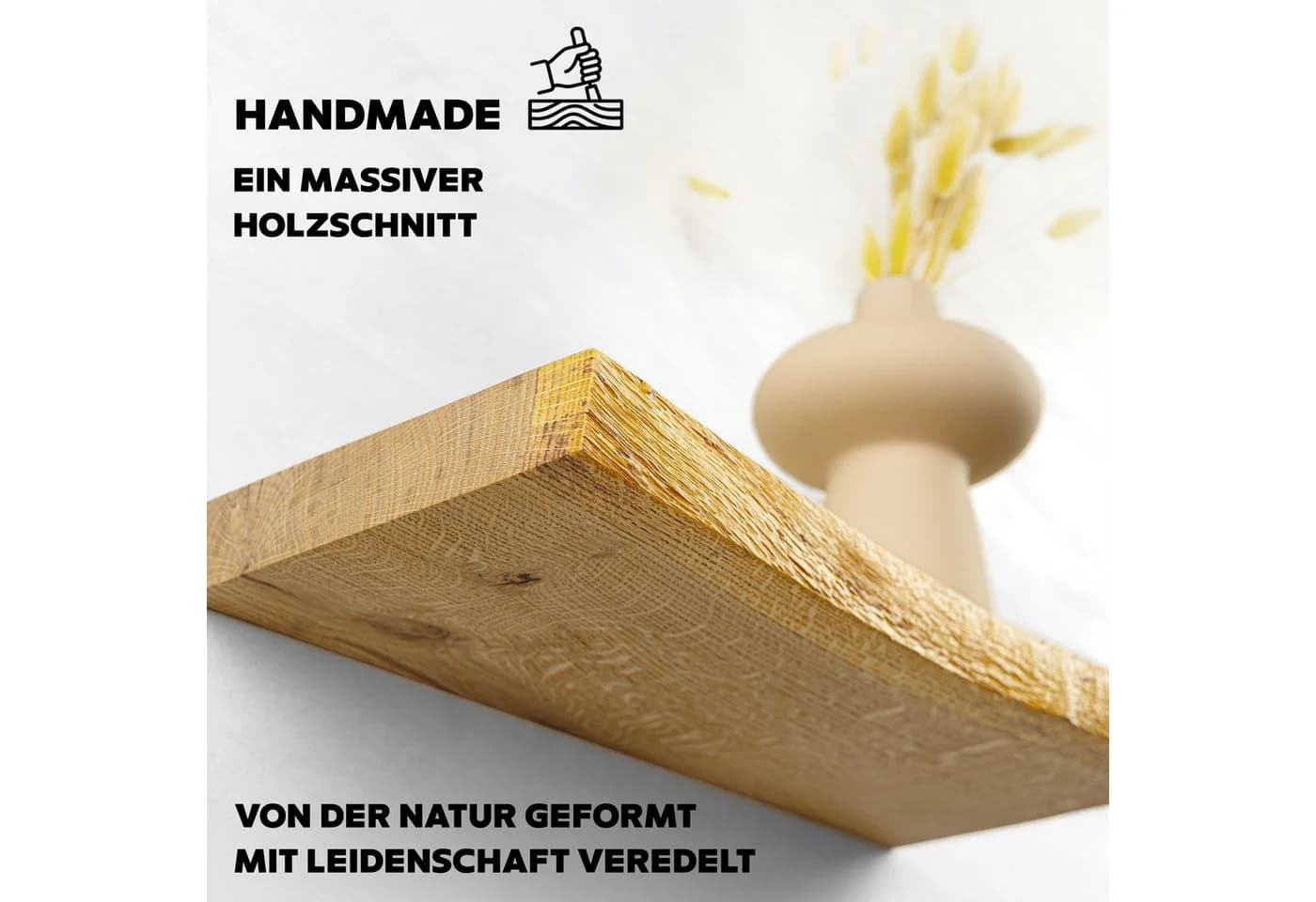 tømmermann Wandregal Schweberegal Massivholz Baumkante - Bild 3