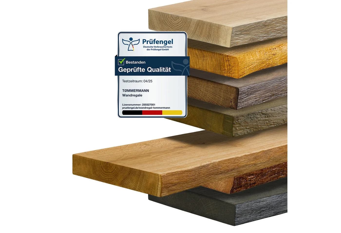 tømmermann Wandregal Schweberegal Holzregal mit Baumkante - Hängeregal aus Massivholz Eiche, Komplett-Set - Bild 2
