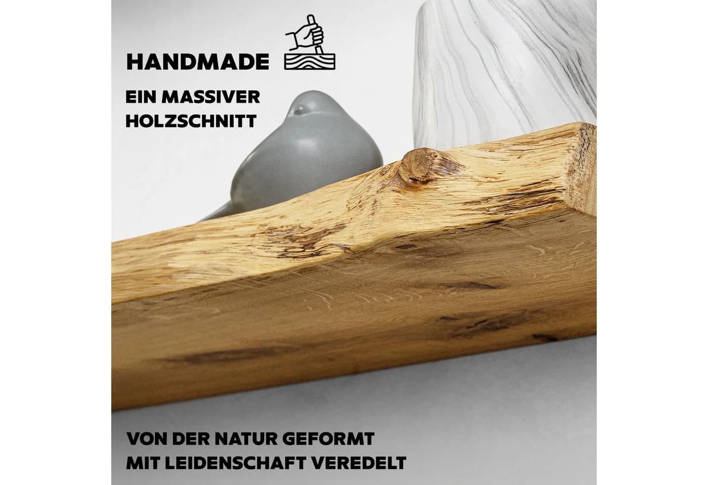 tømmermann Massivholz Wandregal mit Naturkante Eiche - Bild 3