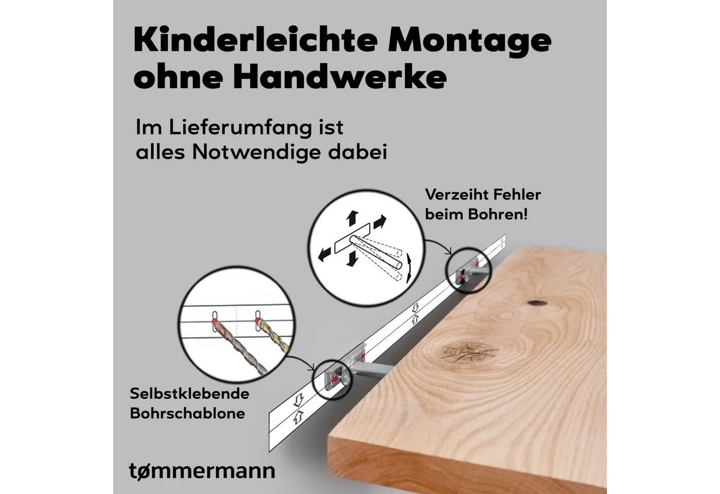 tømmermann Massivholz Wandregal mit Naturkante Eiche - Bild 4