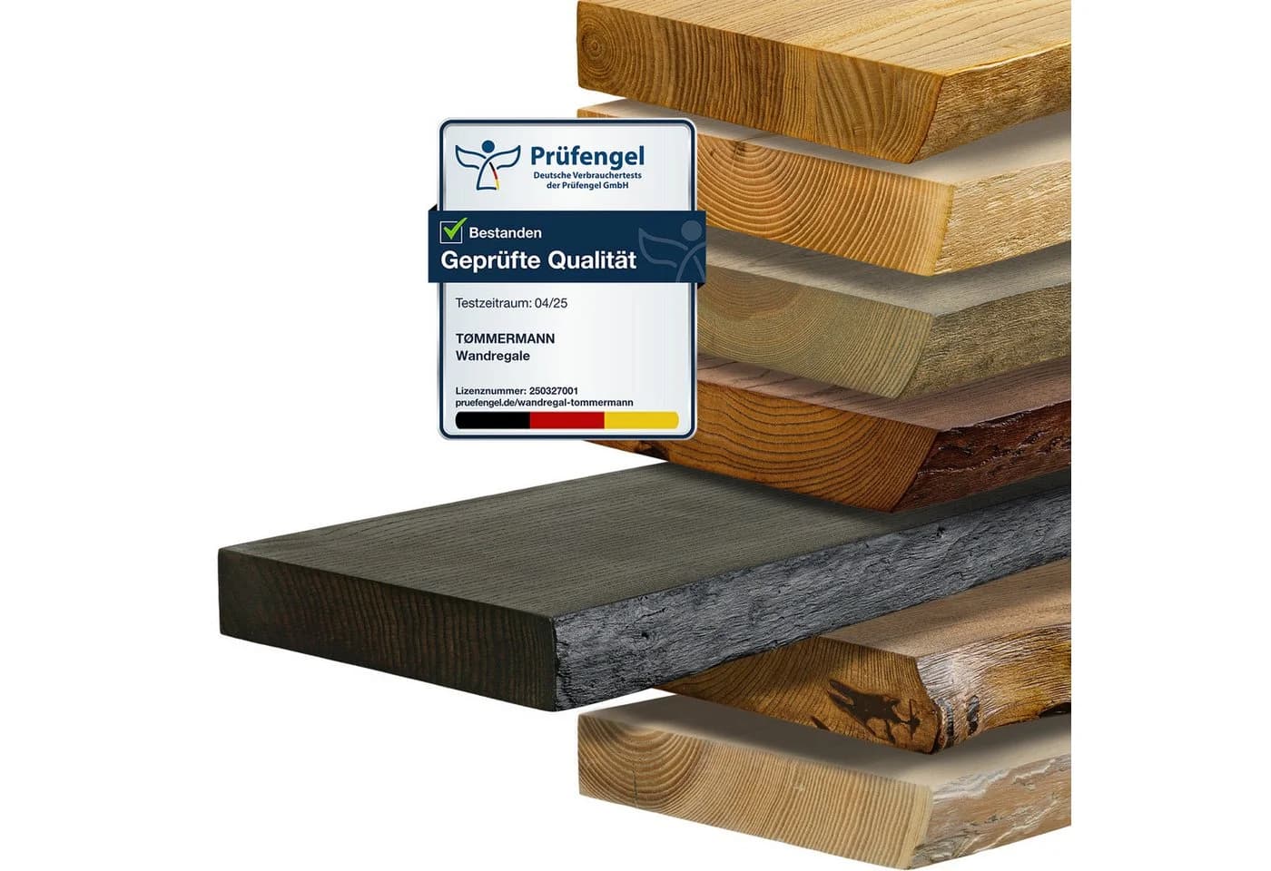 Massivholz Wandregal mit Naturkante Eiche - Schweberegal Set - Bild 2