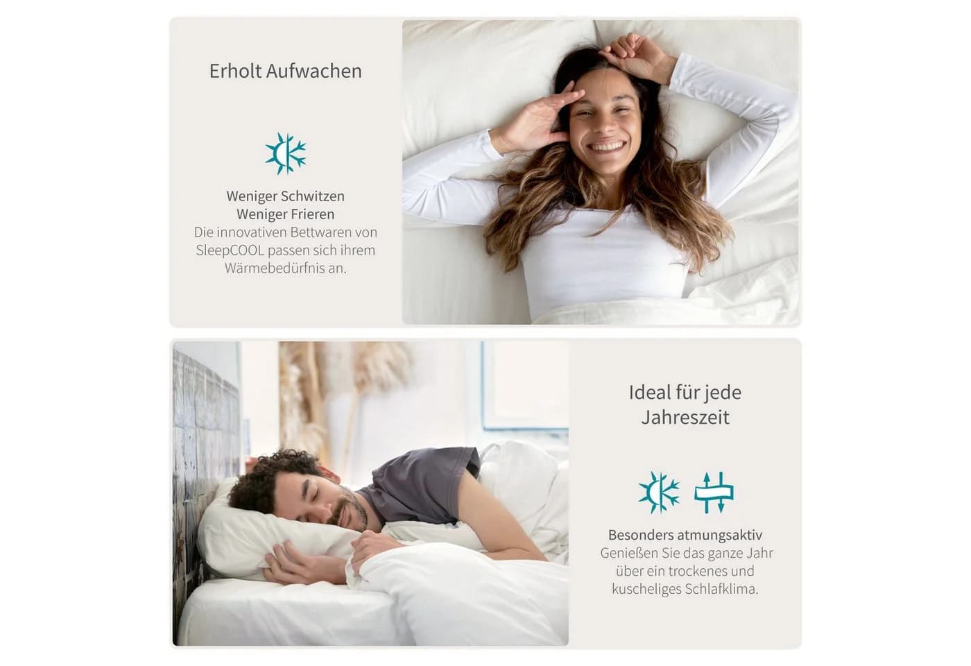 SleepCOOL 4-Jahreszeitenbettdecke 50% Tencel 50% Polyester Atmungsaktiv - Bild 3