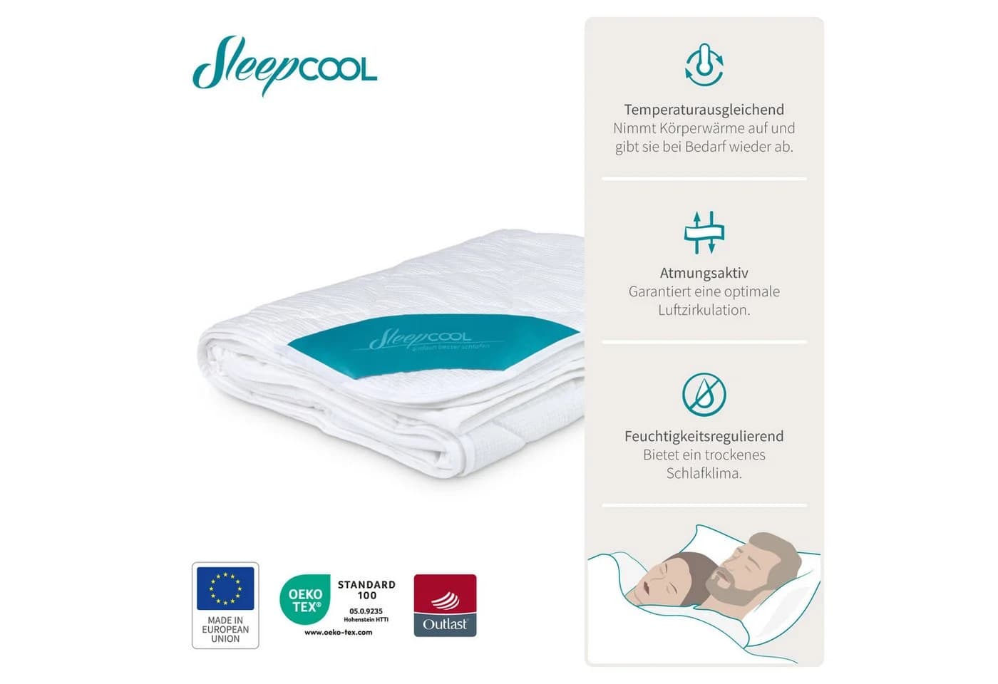 SleepCOOL Sommerbettdecke Leichte Bettdecke mit Kühleffekt und Temperaturregulierung