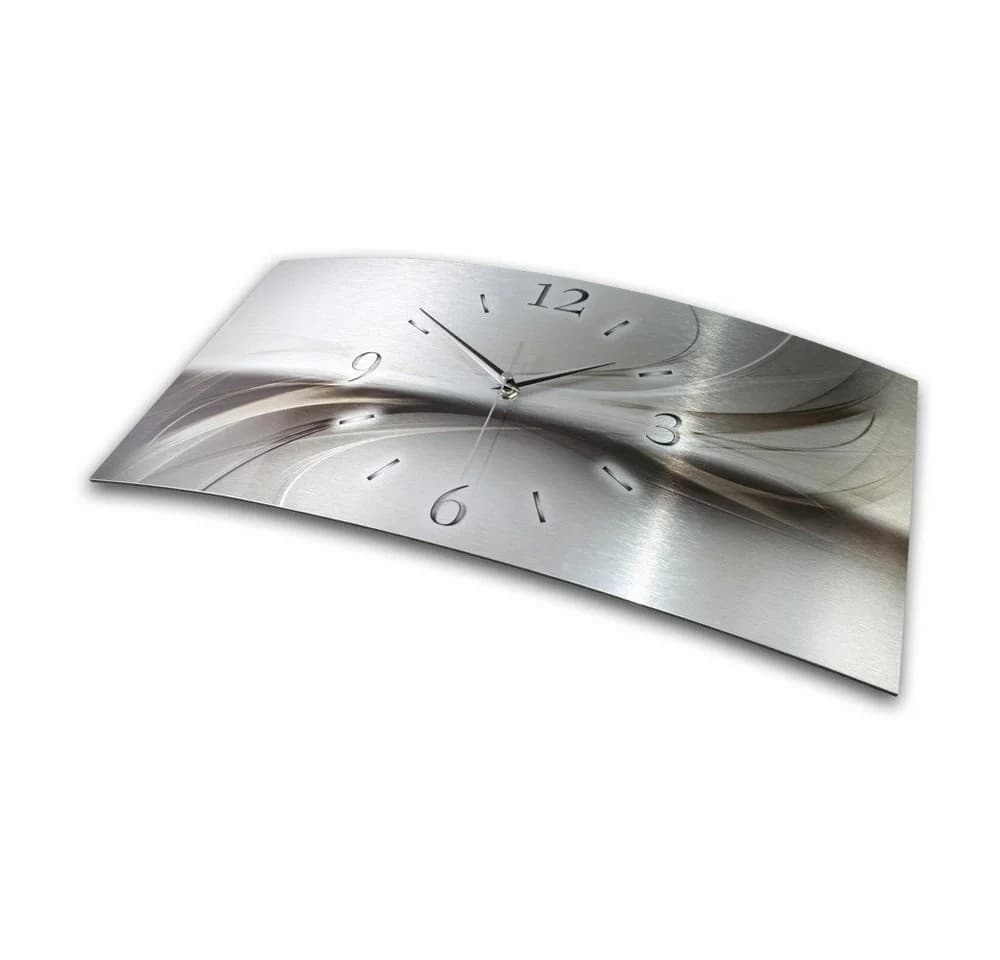 Kreative Feder Funkwanduhr 3D Design "Abstrakt Silber" Aluminium - Bild 3