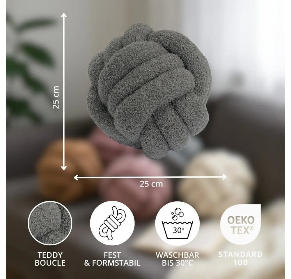 Modernes Dekokissen aus Teddy-Bouclé-Stoff - Bild 3