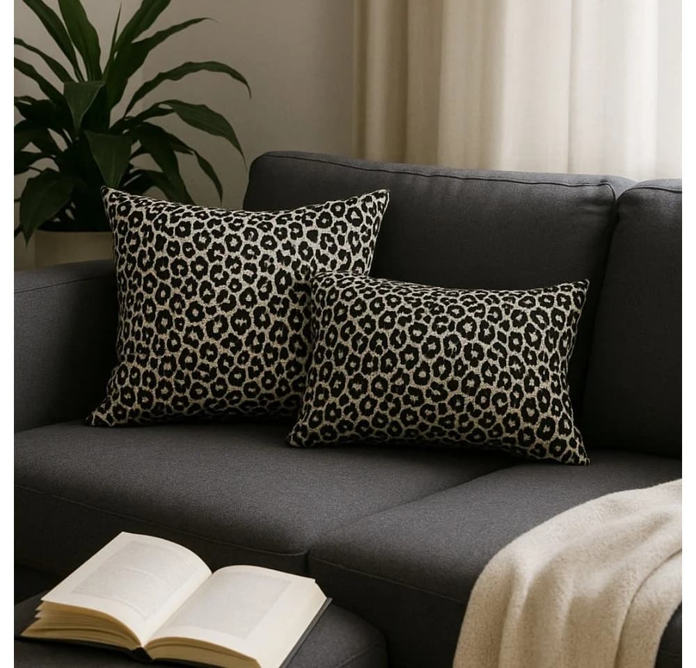 REALLaxx Dekokissen Leopardenmuster LEO, Kissenbezug mit Füllung, 50x50/40x60, Schwarz-Weiß