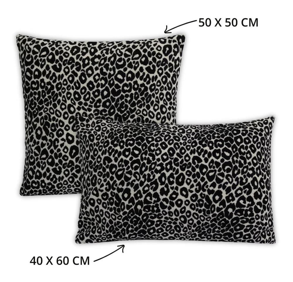 REALLaxx Dekokissen Leopardenmuster LEO, Kissenbezug mit Füllung, 50x50/40x60, Schwarz-Weiß - Bild 4