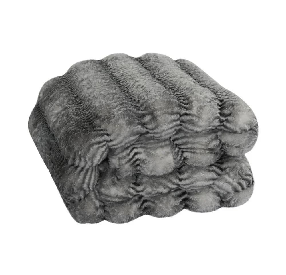 REALLaxx Kuscheldecke Waschbär-Fell 150x200 / 220x240 XXL Kunstfell grau - Bild 2