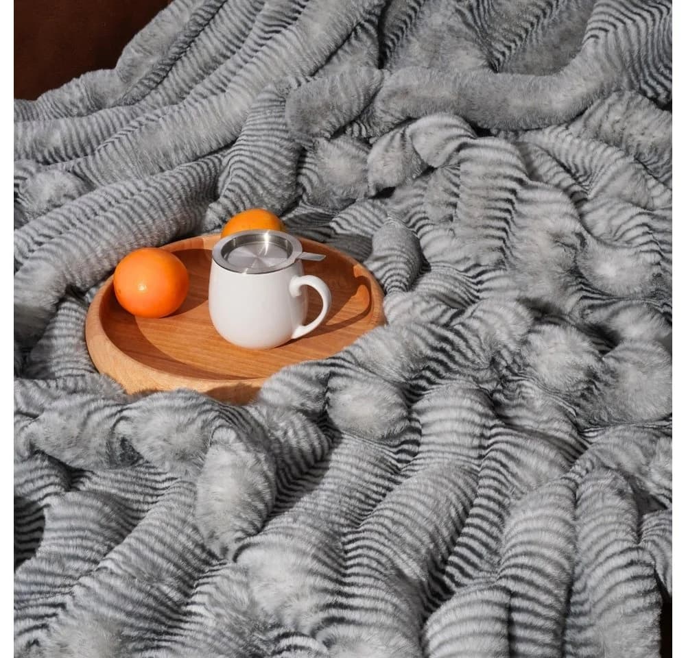 REALLaxx Kuscheldecke Waschbär-Fell 150x200 / 220x240 XXL Kunstfell grau - Bild 3