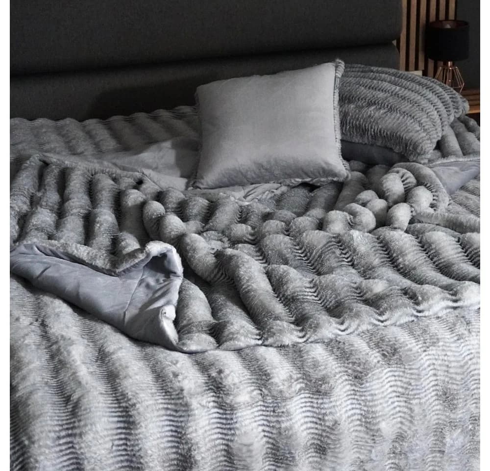 REALLaxx Kuscheldecke Waschbär-Fell 150x200 / 220x240 XXL Kunstfell grau - Bild 5