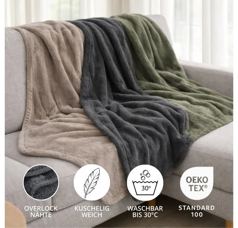 REALLaxx Wohndecke Cashmere Deluxe 150x200 cm Polyester-Fleece Wendedecke - Bild 4