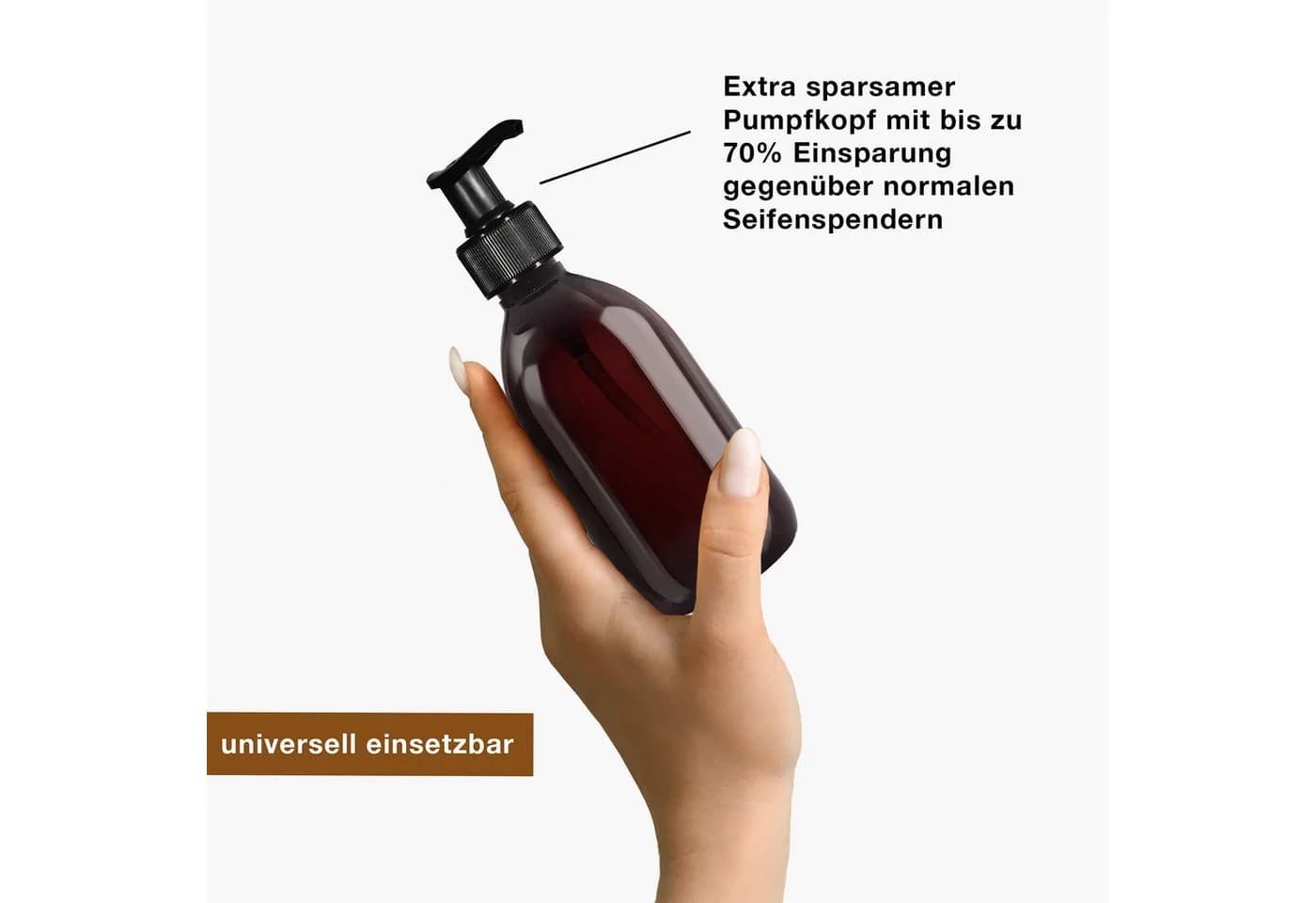 Oputec Seifenspender 3er Set 300ml Kunststoff Braun Nachfüllbar