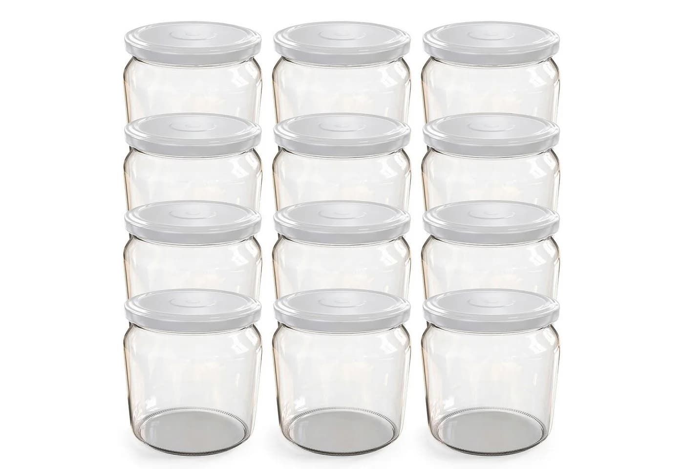 Oputec Einmachglas Set 12x 360ml mit Schraubdeckel TO 82 Weiß - Bild 2