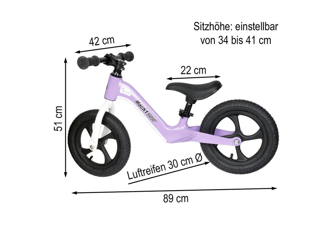 Mach1 Kinder-Laufrad Balance-Bike 30 cm Aluminium Lila