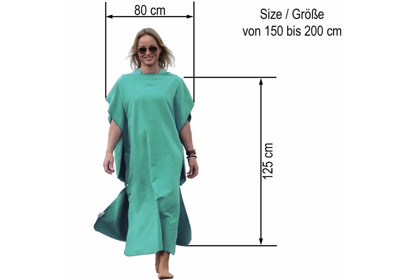 HEKERS Badeponcho Surfponcho aus Mikrofaser mit Kapuze und Druckknöpfen