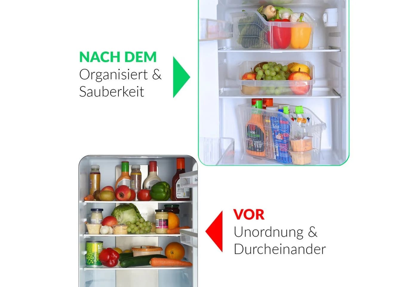 astor24 Aufbewahrungsbox 3er Set Kühlschrank Organizer Transparent - Bild 4