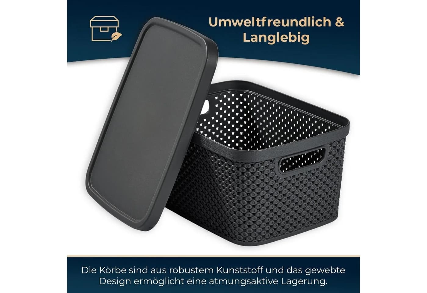 astor24 Aufbewahrungsbox 3er Set mit Deckel Aquamarin Kunststoff - Bild 3