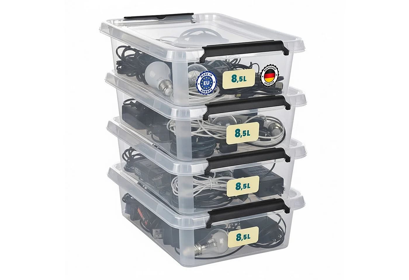 astor24 Aufbewahrungsbox 4er Set mit Deckel Kunststoff Stapelbox - Bild 3