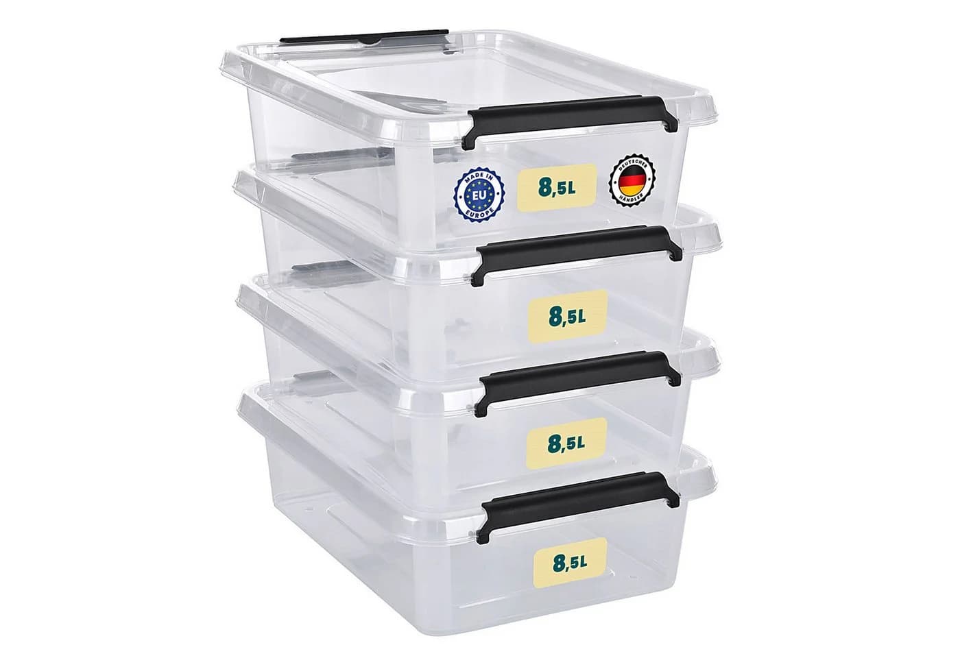 astor24 Aufbewahrungsbox 4er Set mit Deckel Kunststoff Stapelbox - Bild 4