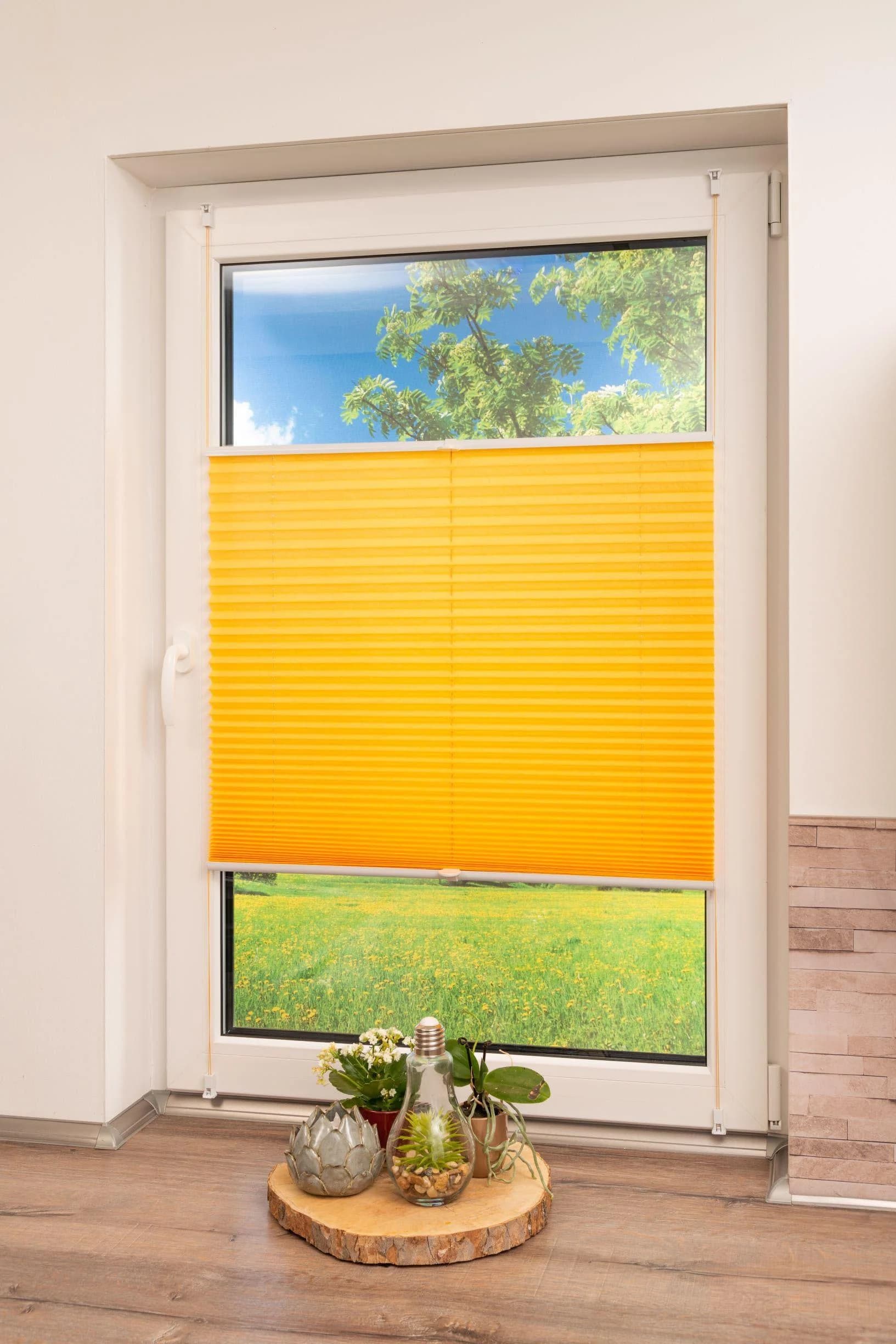 K-Home Klemmfix Pisa Plissee Gelb