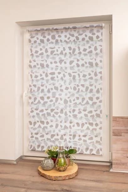 K-HOME Doppelrollo Delphi Grau Beige Polyester Klemmfix - Bild 3