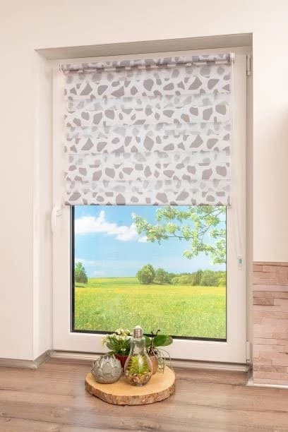 K-HOME Doppelrollo Delphi Grau Beige Polyester Klemmfix - Bild 5