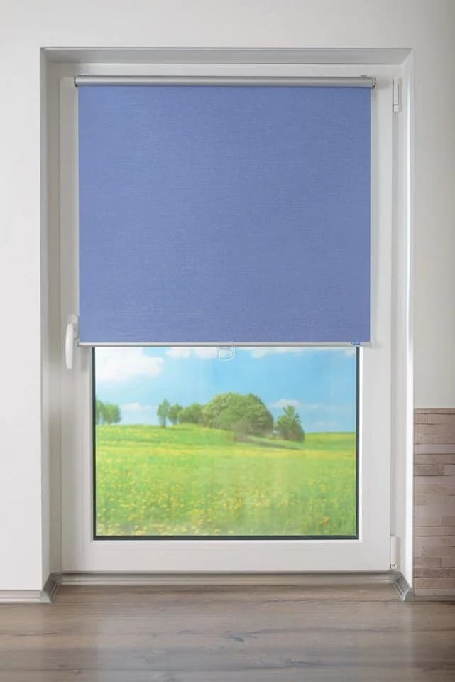 K-HOME Springrollo Anna Gr. 7 Blau Grau Weiss Verdunkelnd Klemmfix - Bild 4